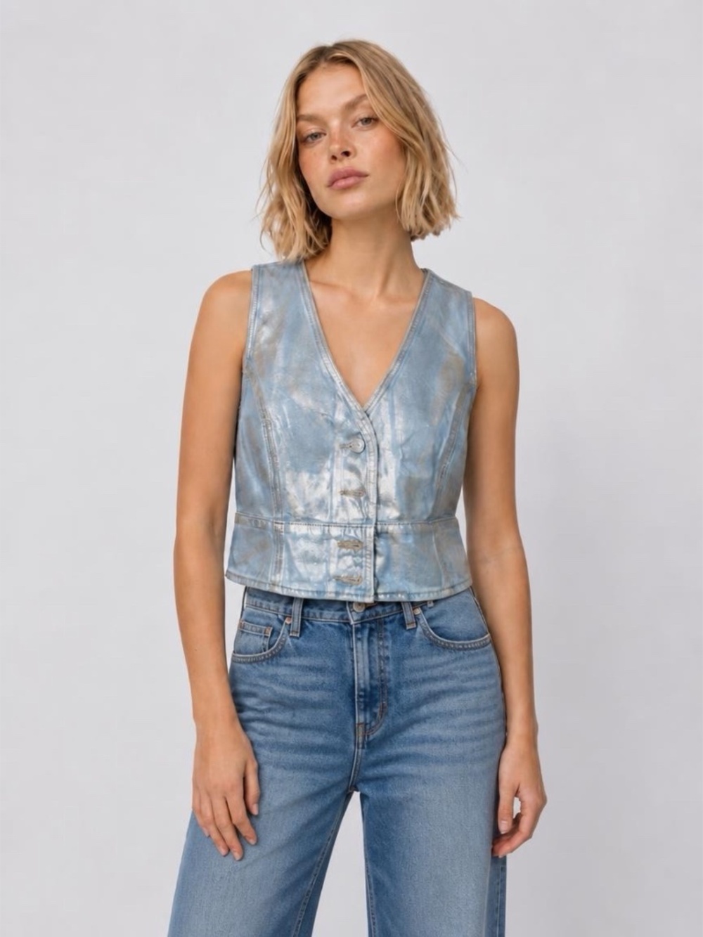 Levi's Mona Metallic Denim Corset Top